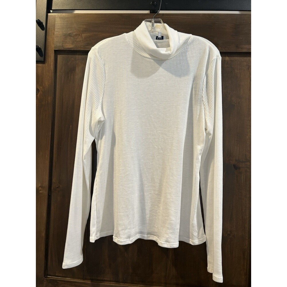 E114 Crown & Ivy Ribbed Turtleneck Off whiteTop Blouse Long Sleeve Sz XL NWT
